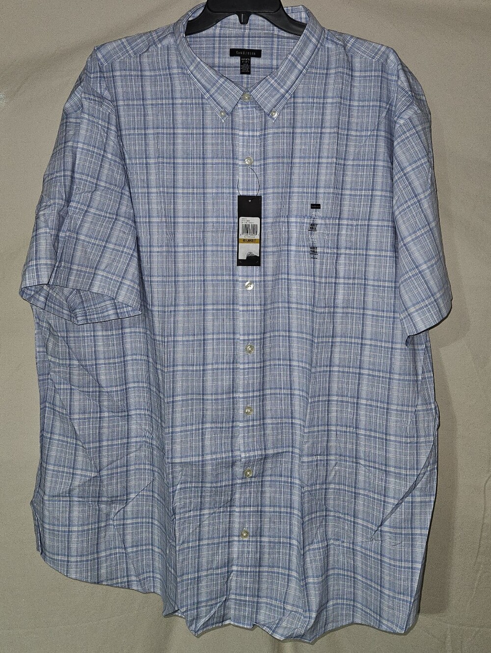 NWT Van Heusrn Blue Plaid Buttondown